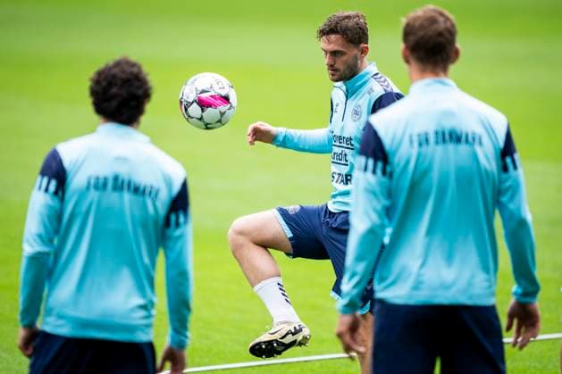 Jacob Bruun Larsen. The danish national football team trains at Broendby Stadium on Thursday, May 30, 2024.. The team is preparing for the UEFA EURO, EM, Europameisterschaft,Fussball 2024 European Football Championship (Photo: Ida Marie Odgaard Ritzau Scanpix) , Broendby Denmark Copyright: RitzauxScanpix IdaxMariexOdgaardx spdk20240530-114018-L