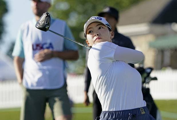 Golf: U.S. Women s Open Hinako Shibuno of Japan hits the 10th tee during the first round of the U.S. Women s Open at Lancaster Country Club in Lancaster, Pennsylvania, on May 30, 2024.  A14AA0002935845P