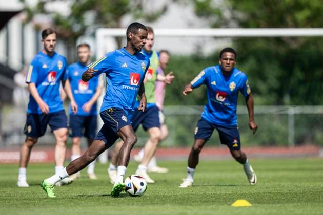 240530 Alexander Isak of the Swedish men s national football team during a training session on May 30, 2024 in Stockholm. Photo: Johanna Säll BILDBYRAN kod JL JL0383 fotboll football soccer fotball landskamp träning practice training sverige sweden sverige a bbeng Copyright: JOHANNAxSÄLL BB240530BB437