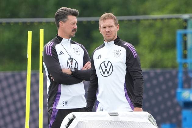 Co-Trainer Assistenztrainer Sandro Wagner (Deutschland Germany) und Bundestrainer Julian Nagelsmann (Deutschland Germany) - Blankenhain 31.05.2024: Trainingslager der Deutschen Nationalmannschaft zur EM-Vorbereitung, Golf Resort Weimarer Land