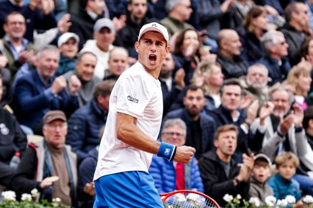 TENNIS - French Open 2024 PARIS,FRANCE,31.MAY.24 - TENNIS - ATP, Tennis Herren World Tour, French Open, Roland Garros, Grand Slam. Image shows the rejoicing of Matteo Arnaldi (ITA).  GEPAxpictures xPatrickxSteiner