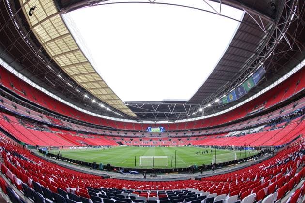 LONDON, ENGLAND, 31 MAY: Wembley Stadium in London, England on May 31, 2024, on the eve of the UEFA Champions League final football match between Borussia Dortmund and Real Madrid. UEFA Champions League Final - Borussia Dortmund v Real Madrid