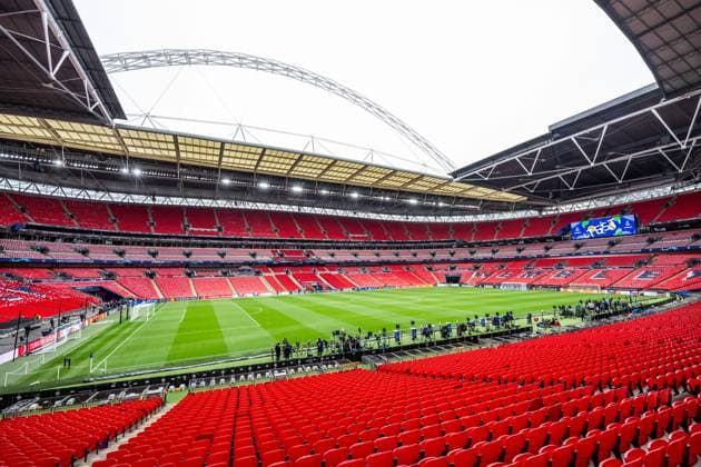 240531 General interior view of Wembley Stadium ahead of the UEFA Champions League final between Dortmund and Real Madrid on May 31, 2024 in London. Photo: Petter Arvidson BILDBYRAN kod PA PA0815 fotboll football soccer fotball champions league förhand inför preview real madrid bbeng borussia dortmund final Wembley Stadium arena interiör Copyright: PETTERxARVIDSON BB240531PA006