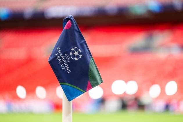 240531 General view of a corner flag ahead of the UEFA Champions League final between Dortmund and Real Madrid on May 31, 2024 in London. Photo: Petter Arvidson BILDBYRAN kod PA PA0815 fotboll football soccer fotball champions league förhand inför preview real madrid bbeng borussia dortmund final Wembley Stadium arena interiör genre Copyright: PETTERxARVIDSON BB240531PA026