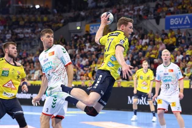 30.05.2024, xtgx, Handball, Liqui Moly HBL, Rhein Neckar Loewen - SC Magdeburg emspor v.l. Tobias Reichmann (Mannheim, 27) wirft Tor, Torschuetze, erzielt Tor, Treffer, scores the goal Mannheim