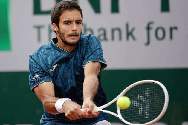 31.05.2024 Tennis, French Open 2024 Roland-Garros, FRA, Bild: v. li. Francisco Cabral (Portugal) spielt eine Rückhand. Copyright: HMBxMedia AntonioxBorga