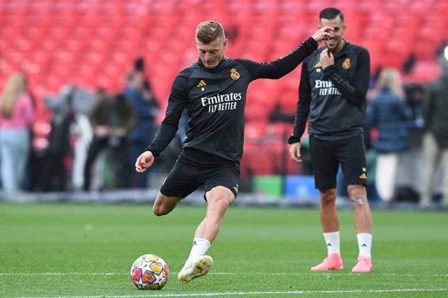 Fußball Champions League Abschlusstraining Real Madrid am 31.05.2024 im Wembley-Stadion in London Toni Kroos ( Madrid )