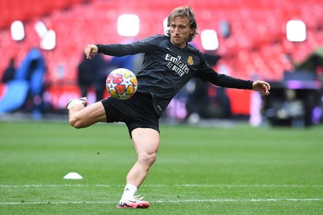 Fußball Champions League Abschlusstraining Real Madrid am 31.05.2024 im Wembley-Stadion in London Luka Modric ( Madrid )