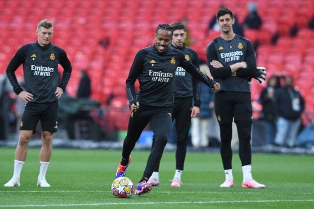 Fußball Champions League Abschlusstraining Real Madrid am 31.05.2024 im Wembley-Stadion in London Eder Militao ( Madrid )