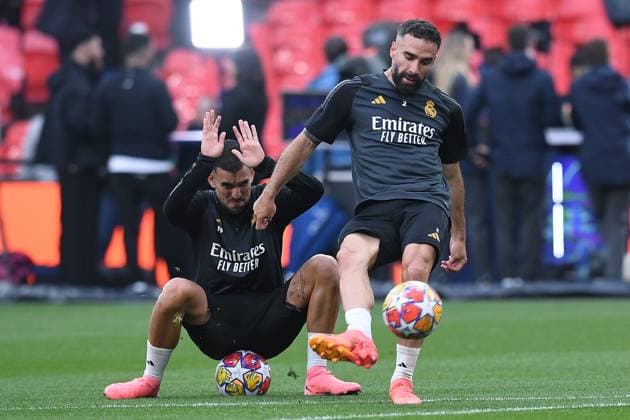 Fußball Champions League Abschlusstraining Real Madrid am 31.05.2024 im Wembley-Stadion in London Dani Carvajal ( Madrid )