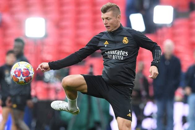 Fußball Champions League Abschlusstraining Real Madrid am 31.05.2024 im Wembley-Stadion in London Toni Kroos ( Madrid )