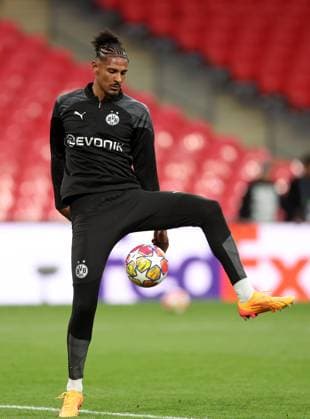 SÃ bastien Haller of Borussia Dortmund at Wembley Stadium, London. Picture date: 31st May 2024. Picture credit should read: David Klein Sportimage EDITORIAL USE ONLY. No use with unauthorised audio, video, data, fixture lists, club league logos or live services. Online in-match use limited to 120 images, no video emulation. No use in betting, games or single club league player publications. SPI-3177-0052