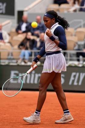 PARIS, FRANCE - MAY 31: Coco Gauff of USA reacts after a direct fault of her opponent during the 3rd round of Roland Garros 2024 match between Coco Gauff vs Dayana Yastremska at Roland Garros Stadium on May 31, 2024 in Paris, France. (Photo by Glenn Gervot Icon Sportswire) TENNIS: MAY 31 Roland-Garros EDITORIAL USE ONLY Icon2024053143122024