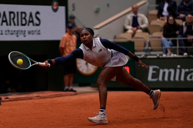 PARIS, FRANCE - MAY 31: Coco Gauff of USA makes a forehand extension play during the 3rd round of Roland Garros 2024 match between Coco Gauff vs Dayana Yastremska at Roland Garros Stadium on May 31, 2024 in Paris, France. (Photo by Glenn Gervot Icon Sportswire) TENNIS: MAY 31 Roland-Garros EDITORIAL USE ONLY Icon2024053154442024