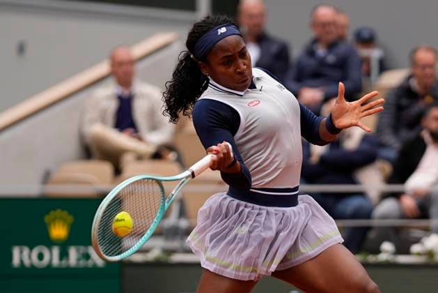PARIS, FRANCE - MAY 31: Coco Gauff of USA makes a forehand shot during the 3rd round of Roland Garros 2024 match between Coco Gauff vs Dayana Yastremska at Roland Garros Stadium on May 31, 2024 in Paris, France. (Photo by Glenn Gervot Icon Sportswire) TENNIS: MAY 31 Roland-Garros EDITORIAL USE ONLY Icon2024053158262024
