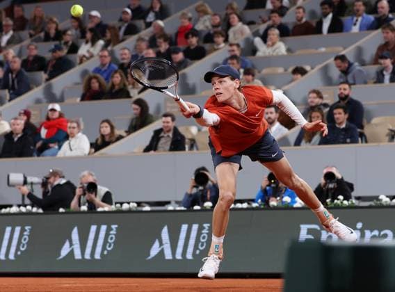 (240601) -- PARIS, June 1, 2024 -- Jannik Sinner hits a return during the men s singles third round match between Jannik Sinner of Italy and Pavel Kotov of Russia at the French Open tennis tournament at Roland Garros, Paris, France, May 31, 2024. ) (SP)FRANCE-PARIS-TENNIS-FRENCH OPEN-MEN S SINGLES GaoxJing 