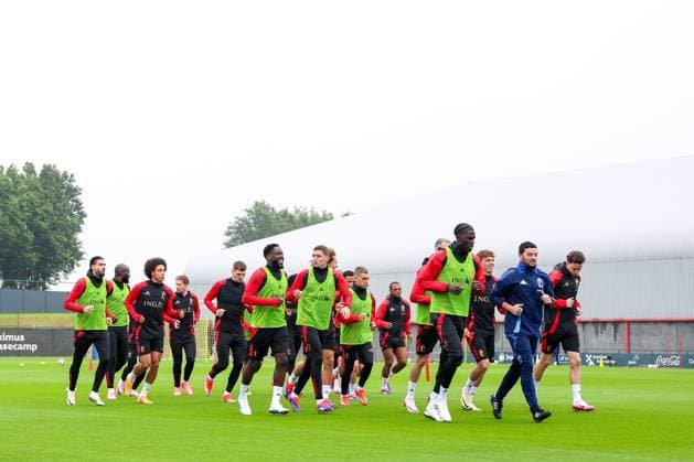EURO 2024, Nationalteam Belgien Training Belgian National Football Team Media Activities 01 06 2024 TUBIZE, BELGIUM - JUNE 01 : The team of Belgium during a training session prior to the friendly matches against Montenegro, Luxemburg and Slovakia at the RBFA Headquarters on June 01, 2024 in Tubize, Belgium, 01 06 2024  Copyright: xTomasxSiskx