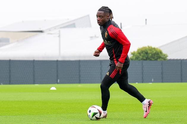 EURO 2024, Nationalteam Belgien Training Belgian National Football Team Media Activities 01 06 2024 TUBIZE, BELGIUM - JUNE 01 : Doku Jeremy forward of Belgium during a training session prior to the friendly matches against Montenegro, Luxemburg and Slovakia at the RBFA Headquarters on June 01, 2024 in Tubize, Belgium, 01 06 2024  Copyright: xTomasxSiskx