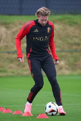 EURO 2024, Nationalteam Belgien Training Belgium s Kevin De Bruyne pictured in action during a training session of the Belgian national soccer team Red Devils, at the Royal Belgian Football Association s training center in Tubize, Saturday 01 June 2024. The Red Devils are preparing for the Euro 2024 European Championships in Germany. VIRGINIExLEFOUR  x93773093x