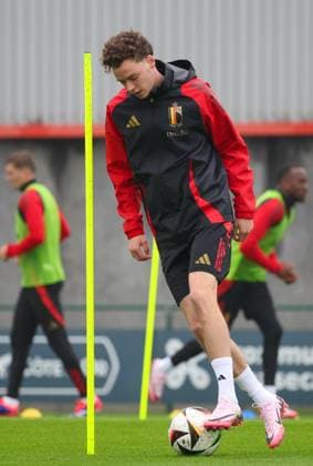 EURO 2024, Nationalteam Belgien Training Belgium s Maxime De Cuyper pictured in action during a training session of the Belgian national soccer team Red Devils, at the Royal Belgian Football Association s training center in Tubize, Saturday 01 June 2024. The Red Devils are preparing for the Euro 2024 European Championships in Germany. VIRGINIExLEFOUR  x93773123x