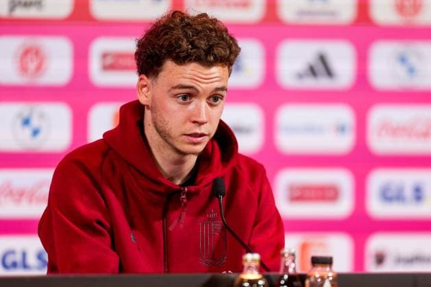 Belgian National Football Team Media Activities 01 06 2024 TUBIZE, BELGIUM - JUNE 01 : De Cuyper Maxim defender of Belgium during a press conference, PK, Pressekonferenz prior to the friendly matches against Montenegro, Luxemburg and Slovakia at the RBFA Headquarters on June 01, 2024 in Tubize, Belgium, 01 06 2024  Copyright: xTomasxSiskx