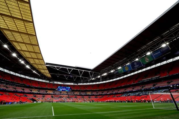 A general view of Wembley Stadium ahead of kick off Borussia Dortmund v Real Madrid, UEFA Champions League, Final, Football, Wembley Stadium, London, UK - 01 June 2024 EDITORIAL USE ONLY No use with unauthorised audio, video, data, fixture lists, club league logos or live services. Online in-match use limited to 120 images, no video emulation. No use in betting, games or single club league player publications.  Copyright: xKieranxMcManus Shutterstockx 14516313a