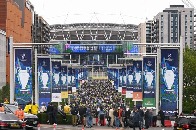 Fussball, Champions League Finale, Saison 2023 2024, Wembley Stadium London: Bor. Dortmund - Real Madrid; UEFA REGULATIONS PROHIBIT ANY USE OF PHOTOGRAPHS AS IMAGE SEQUENCES AND OR QUASI-VIDEO