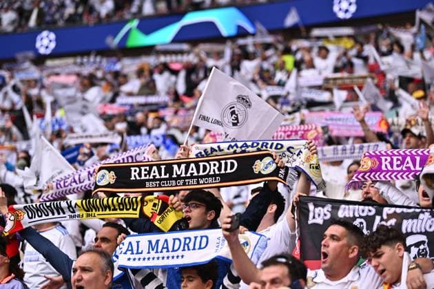 01.06.2024, xfux, Fussball UEFA Champions League Finale 2024, Borussia Dortmund - Real Madrid, emspor, v.l. Real Madrid Fans (DFL DFB REGULATIONS PROHIBIT ANY USE OF PHOTOGRAPHS as IMAGE SEQUENCES and or QUASI-VIDEO) London