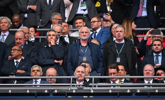 01.06.2024, xfux, Fussball UEFA Champions League Finale 2024, Borussia Dortmund - Real Madrid, emspor, v.l. Rudi Voeller (Bayer Leverkusen) (DFL DFB REGULATIONS PROHIBIT ANY USE OF PHOTOGRAPHS as IMAGE SEQUENCES and or QUASI-VIDEO) London