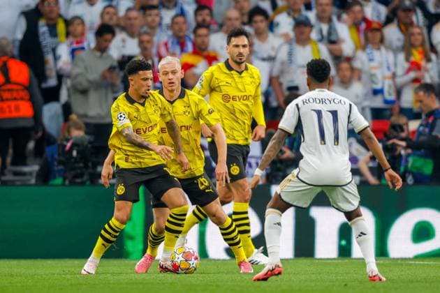 UEFA Champions League Final 2024 Borussia Dortmund Real Madrid London, England 20240601 Borussia Dortmunds Julian Ryerson during the Champions League Final between Borussia Dortmund and Real Madrid at Wembley Stadium Photo Svein Ove Ekornesvag NTB London England EDITORIAL USE ONLY RESTRICTED USE FOR BETTING COMPANIES  Copyright: xSveinxOvexEkornesvagx xNTBx