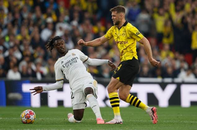 Borussia Dortmund v Real Madrid CF - UEFA Champions League Final 2023 24 Daniel Carvajal of Real Madrid CF and Niclas Fullkrug of Borussia Dortmund challenge during the UEFA Champions League 2023 24 final match between Borussia Dortmund and Real Madrid CF at Wembley Stadium on June 1, 2024 in London, England. London Wembley Stadium England United Kingdom Copyright: xRichardxSellers Sportsphoto APLx 14039578