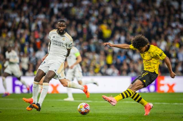 London, England. 01st Jun 2024. Karim Adeyemi (BVB) Antonio Rüdiger (Real) Borussia Dortmund - Real Madrid Champions League Final 01.06.2024
