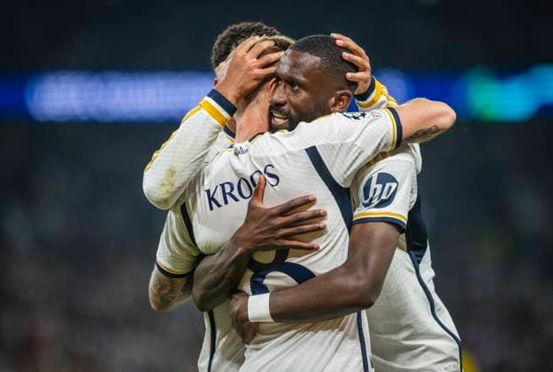 London, England. 01st Jun 2024. Goal celebration Toni Kroos (Real) Antonio Rüdiger (Real) Borussia Dortmund - Real Madrid Champions League Final 01.06.2024