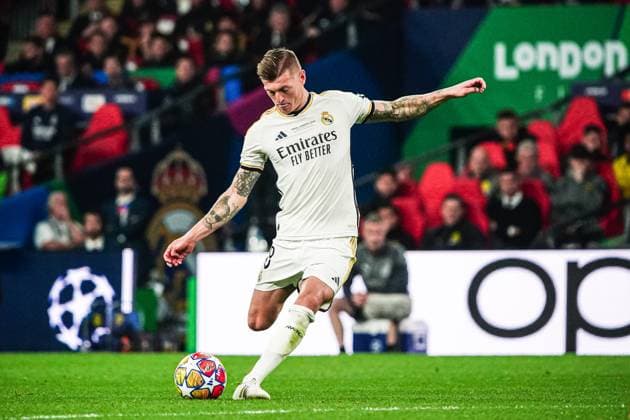 Freistoss Toni Kroos (Real Madrid, 08) ENG, Borussia Dortmund vs. Real Madrid, Fussball, Champions League, Finale, Saison 2023 2024, 01.06.2024 ENG, Borussia Dortmund vs. Real Madrid, Fussball, Champions League, Finale, Saison 2023 2024, 01.06.2024 London Copyright: xEibner-Pressefoto MarcelxvonxFehrnx EP_MFN