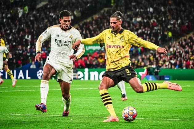 Jude Bellingham (Real Madrid, 05), Sebastien Haller (Borussia Dortmund, 09) ENG, Borussia Dortmund vs. Real Madrid, Fussball, Champions League, Finale, Saison 2023 2024, 01.06.2024 ENG, Borussia Dortmund vs. Real Madrid, Fussball, Champions League, Finale, Saison 2023 2024, 01.06.2024 London Copyright: xEibner-Pressefoto MarcelxvonxFehrnx EP_MFN