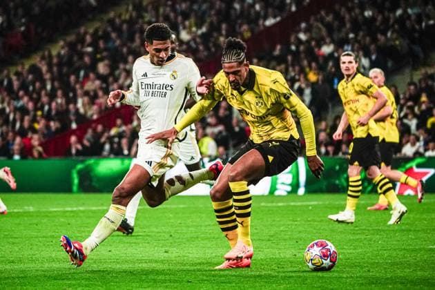 Jude Bellingham (Real Madrid, 05), Sebastien Haller (Borussia Dortmund, 09) ENG, Borussia Dortmund vs. Real Madrid, Fussball, Champions League, Finale, Saison 2023 2024, 01.06.2024 ENG, Borussia Dortmund vs. Real Madrid, Fussball, Champions League, Finale, Saison 2023 2024, 01.06.2024 London Copyright: xEibner-Pressefoto MarcelxvonxFehrnx EP_MFN
