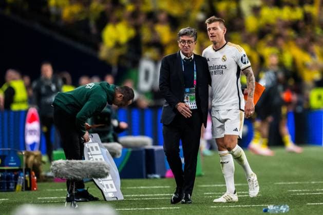 240601 Toni Kroos of Real Madrid during the UEFA Champions League final between Dortmund and Real Madrid on June 1, 2024 in London. Photo: Petter Arvidson BILDBYRAN kod PA PA0818 fotboll football soccer fotball champions league final dortmund real madrid bbeng bbauto Copyright: PETTERxARVIDSON BB240601PA204
