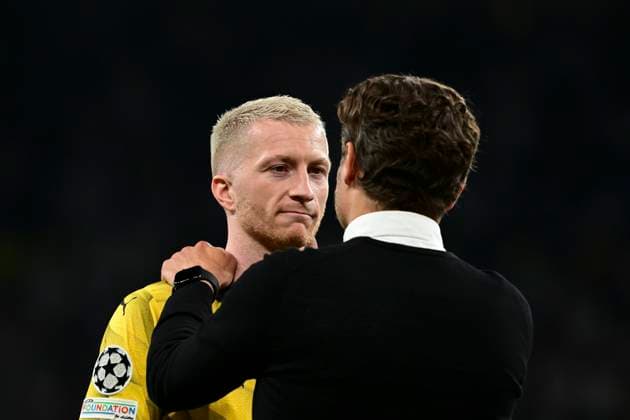 Marco Reus 11 (Borussia Dortmund) enttäuscht mit Cheftrainer Edin Terzic (Borussia Dortmund), Borussia Dortmund vs. Real Madrid, Fussball, Champions League, Finale, 01.06.2024 London London UK