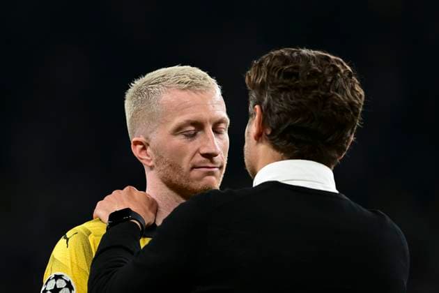 Marco Reus 11 (Borussia Dortmund) enttäuscht mit Cheftrainer Edin Terzic (Borussia Dortmund), Borussia Dortmund vs. Real Madrid, Fussball, Champions League, Finale, 01.06.2024 London London UK