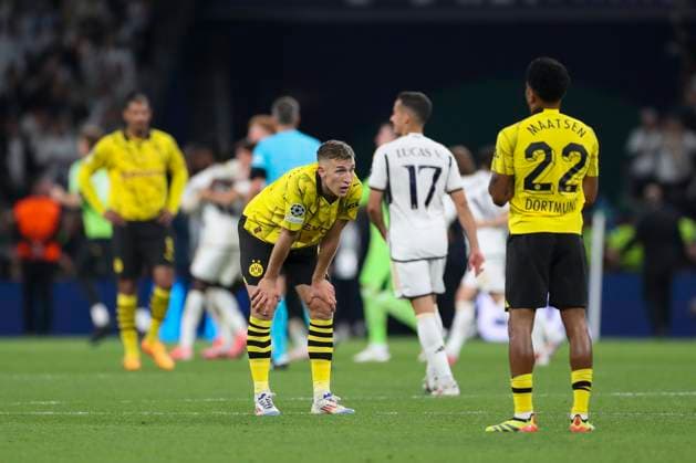 Borussia Dortmund v Real Madrid Borussia Dortmund defender Ian Maatsen (22) dejected after losing during the Borussia Dortmund v Real Madrid UEFA Champions League Final at Wembley Stadium, London, England, United Kingdom on 1 June 2024 Editorial use only. All images are copyright Every Second Media Limited. No images may be reproduced without prior permission. Copyright: xIMAGO EveryxSecondxMediax ESM-1027-0132