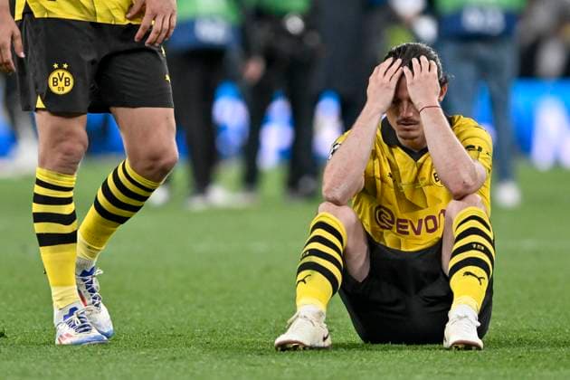 Marcel Sabitzer ( 20, Borussia Dortmund) unzufrieden enttäuscht enttaeuscht niedergeschlagen frustriert, nach Spielende 01.06.2024 Fussball, Champions League Finale, Borussia Dortmund vs Real Madrid, Stadion in Wembley, London, London Borough of Brent United Kingdom
