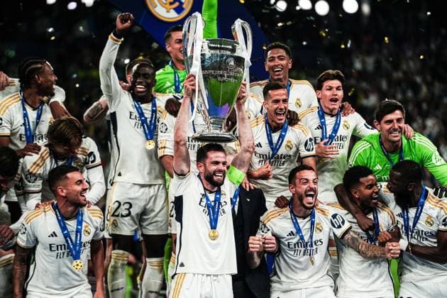 Siegerehrung Real Madrid ENG, Borussia Dortmund vs. Real Madrid, Fussball, Champions League, Finale, Saison 2023 2024, 01.06.2024 ENG, Borussia Dortmund vs. Real Madrid, Fussball, Champions League, Finale, Saison 2023 2024, 01.06.2024 London Copyright: xEibner-Pressefoto MarcelxvonxFehrnx EP_MFN
