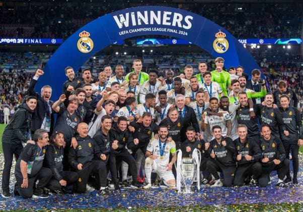 Fussball, Herren, Saison 2023 2024, Champions League (Finale), Borussia Dortmund - Real Madrid, Siegerfoto Madrid, 01.06.2024, Copyright: xSebastianxRäppold MatthiasxKochx