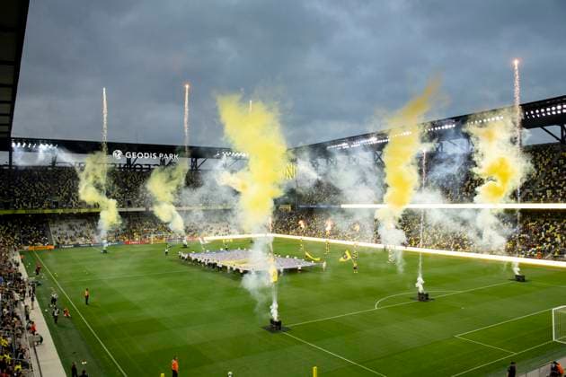 June 1, 2024, Nashville, Tennessee, USA: Fireworks during pregame ceremonies before New England Revolution and Nashville SC soccer match. Nashville USA - ZUMAh237 20240601_zsp_h237_026 Copyright: xCamdenxHallx