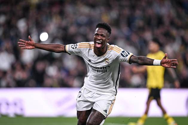Fussball CHL FINALE 2023 2024 Finale in London 01.06.2024 Borussia Dortmund - Real Madrid JUBEL Real Madrid; Torschuetze zum 0-2 Vinicius Junior