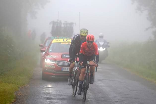 Sport Themen der Woche KW22 Sport Bilder des Tages Criterium du Dauphine 2024 - stage 1 SAINT-POURÇAIN-SUR-SIOULE, FRANCE - JUNE 02 : Donovan Mark (GBR) of Q36.5 Pro Cycling Team and Le Berre Mathis (FRA) of Arkea - B&B Hotels pictured during stage 1 of the 76th edition of the Criterium du Dauphine 2024 cycling race with start and finish after 174.8 km in Saint-Pourcain-sur-Sioule on June 2, 2024 in Saint-Pourçain-sur-Sioule, France, 02 06 2024 Saint-Pourçain-sur-Sioule France  Copyright: xJanxDexMeuleneirx