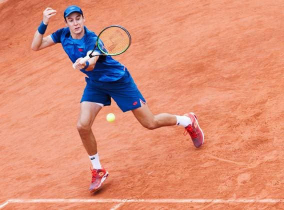 Belgian Joran Vliegen pictured in action during a tennis match between Belgian pair Gille Vliegen and Australian-Russian pair Peers Safiullin, in the second round of the men s doubles, at the Roland Garros French Open tennis tournament, in Paris, France, Sunday 02 June 2024. This year s tournament takes place from 26 May to 09 June. BENOITxDOPPAGNE  x93832495x