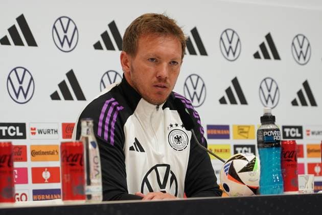Bundestrainer Julian Nagelsmann (Deutschland Germany) bei der Pressekonferenz - Herzo Base 02.06.2024: Pressekonferenz Deutschland, Home Ground. World of Adidas, Herzogenaurach