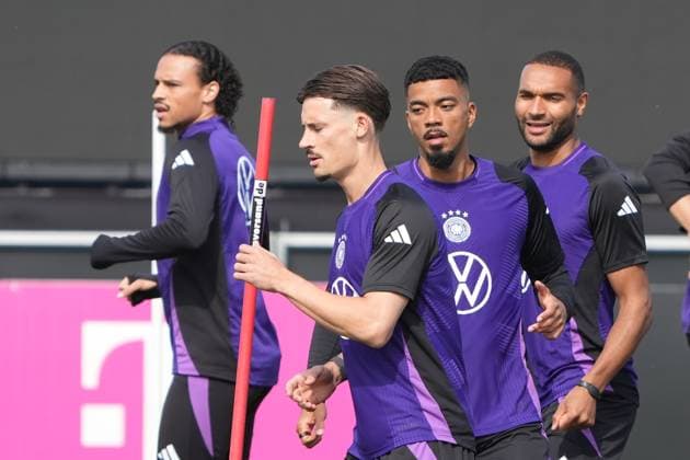 Leroy Sane (Deutschland Germany), Jonathan Tah (Deutschland Germany), Benjamin Henrichs (Deutschland Germany), Robin Koch (Deutschland Germany), - Herzo Base 02.06.2024: Training Deutschland, Home Ground. World of Adidas, Herzogenaurach