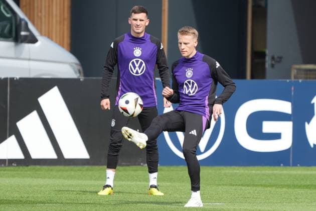 Chris Führich (Deutschland Germany), Pascal Groß (Deutschland Germany) - Herzo Base 02.06.2024: Training Deutschland, Home Ground. World of Adidas, Herzogenaurach